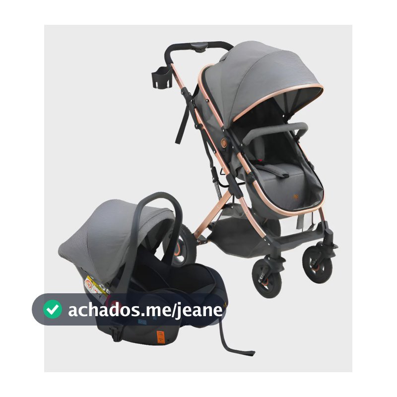 Carrinho Passeio Bebê Reversível Moisés Ts Cinza - Maxi Baby Cinza Dourado