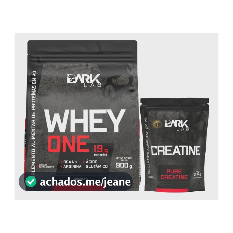 Whey Protein One Refil 900g Chocolate + Creatina Monohidratada 100% Pura 300g Refil Dark Lab