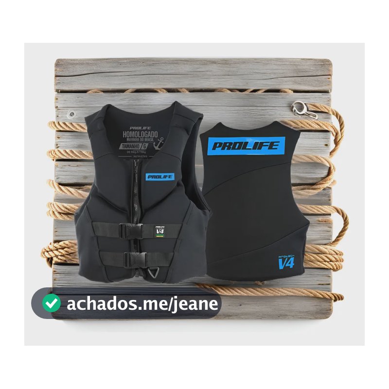 Colete Salva Vidas Jet Ski Neoprene Homologado Prolife V4 Cor Azul Tamanho G1 - De 55kg Até 85kg