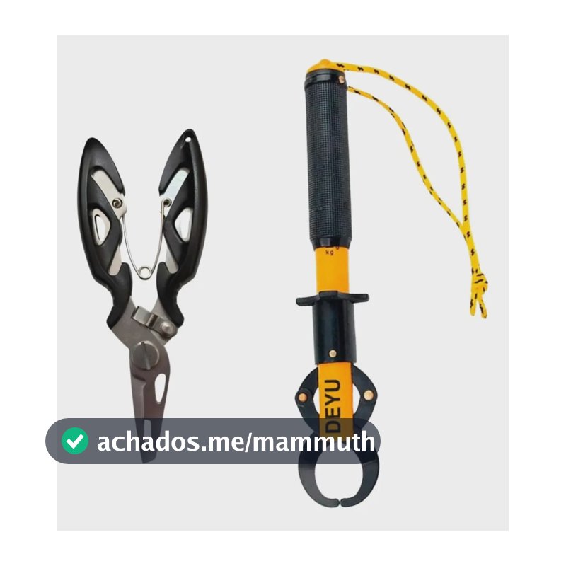 Kit Alicate Contenção Pesca Com Balança + Alicate Bico Curvo Amarelo