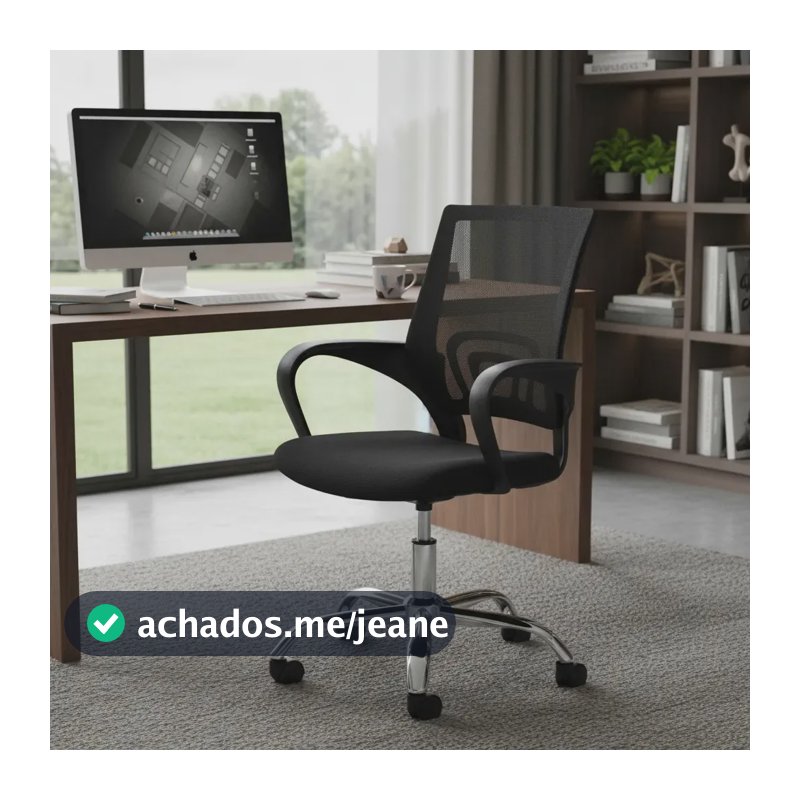 Cadeira de Escritório Pctop Office Fit 1001 9050 Ergonômica preto com Estofado de Mesh y Tecido