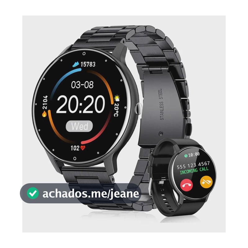Smartband Mertto ZL02D Sport com Monitor de Batimentos Cardíacos e Oxigênio, e Pulseiras de Silicone e Metal