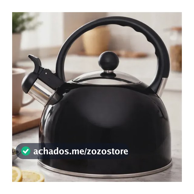 Chaleira Fervedor De Agua Quente Leite Com Apito Aço Inox Preta
