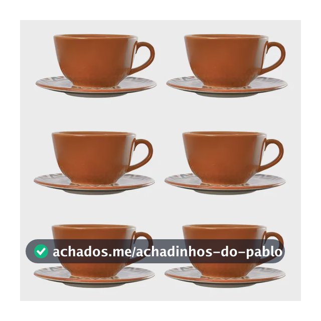 Jogo De 6 Xícaras De Chá 200 Ml Com Pires Oxford Unni Boho Marrom