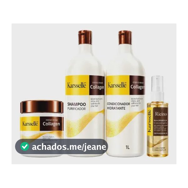 Kit Karssellé Shampoo 1l + Condicionador 1l + Máscara 500g +