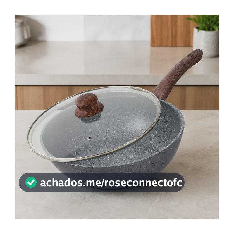 Frigideira Cerâmica Antiaderente Wok 4.3l 28cm Com Indução Azul