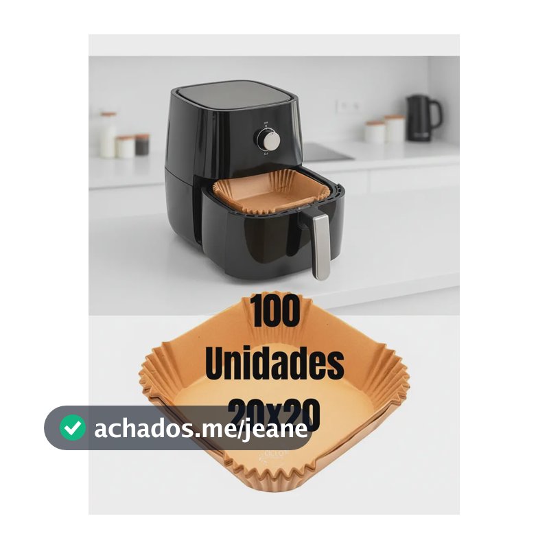 Kit 100 Formas De Papel Para Airfryer Descartável Antiaderente Bandeja Quadrada Ciclo Alternativa