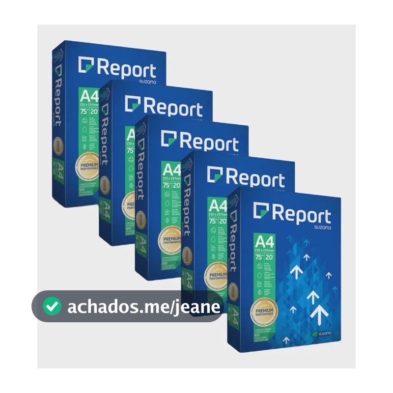 Caixa Com 5 Resmas de Papel Sulfite A4 Report A4 75g
