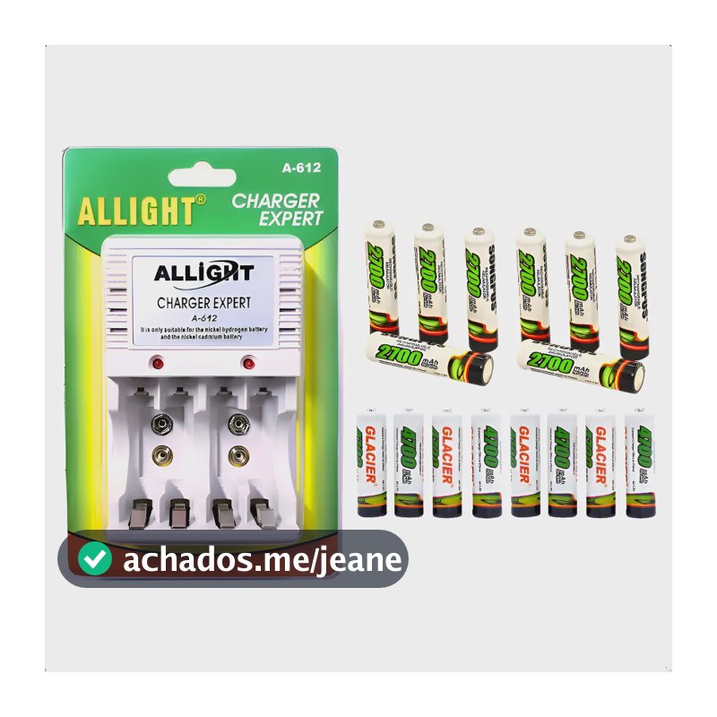 Kit 16 Pilhas Recarregáveis + Carregador Bivolt Aa/aaa 127/220v