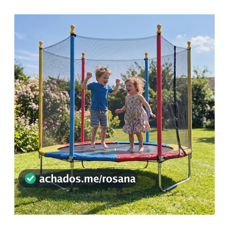 Cama Elástica Infantil Justfun 1,8 m Colorida com Rede de Proteção para 100 kg