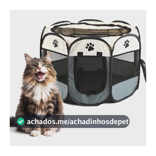 Cercado Portátil Dobrável Pet Grande Cachorro Gato Anti Mord Cinza