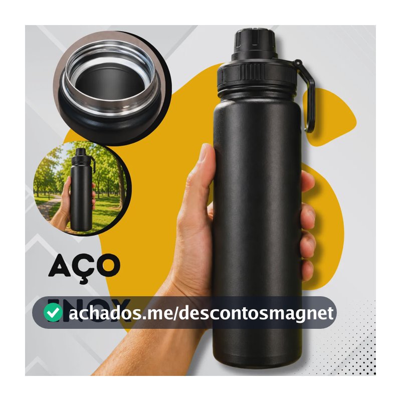 Garrafa De Água Termica 800ml Café Inox Copo Frio E Quente Preto