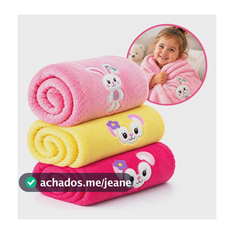 Kit 3 Mantas Infantil Bebê Cobertor Macia 140x70 Feminino