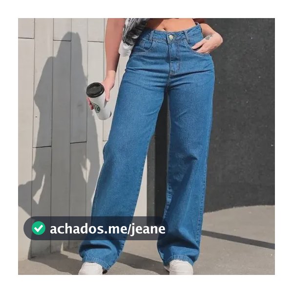 Calça Jeans Feminina Wide Leg 100% Algodão Levanta Bumbum