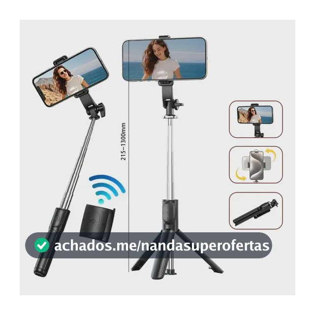 Bastão Tripé Pau Selfie Bluetooth 130cm, Controle, Tripé Bastão De Selfie Extensível, Eletro Mex