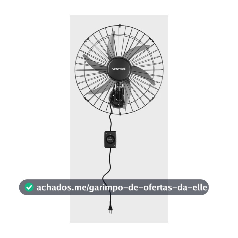 Ventilador oscilante de parede ventisol Steel 6 pás 50cm preto