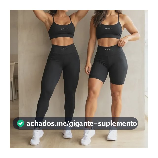 Kit Fitness Feminino: Calça Legging + Top + Shorts Cós Alto Preto Liso P