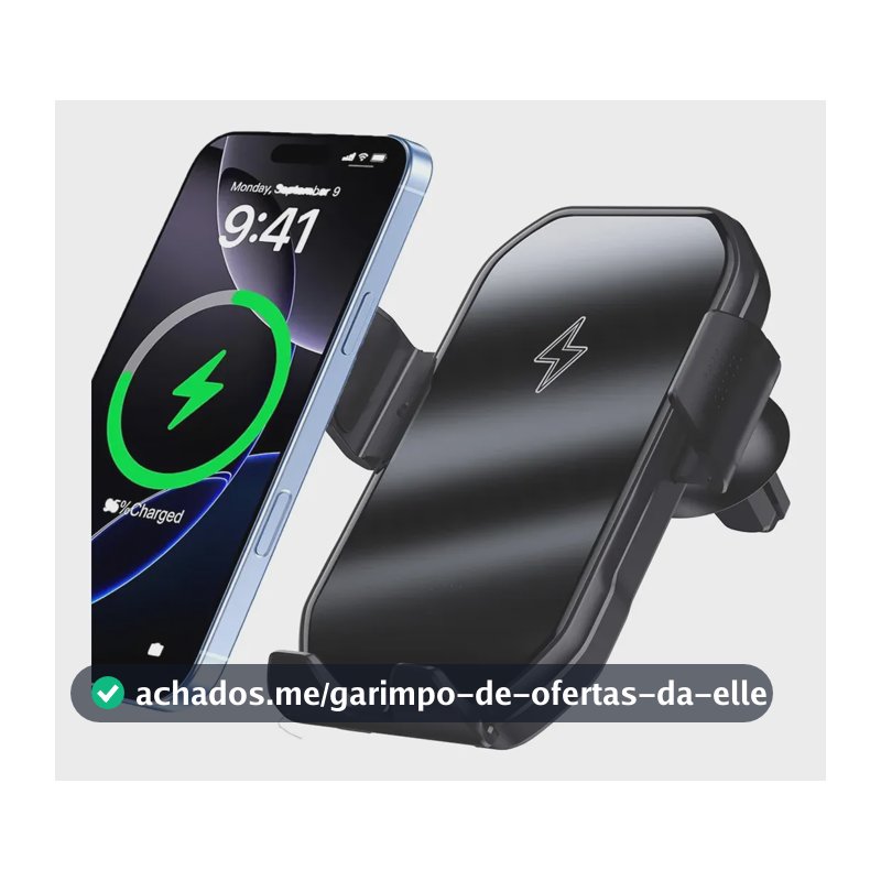 Suporte Veicular Para Celular Carregamento Sem Fio 15w Preto