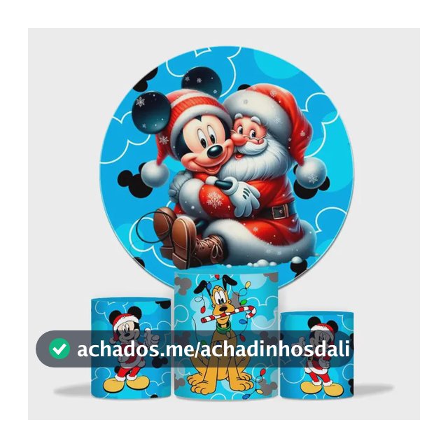 Capa Painel Festa + Trio De Cilindros Tema Mickey Natal
