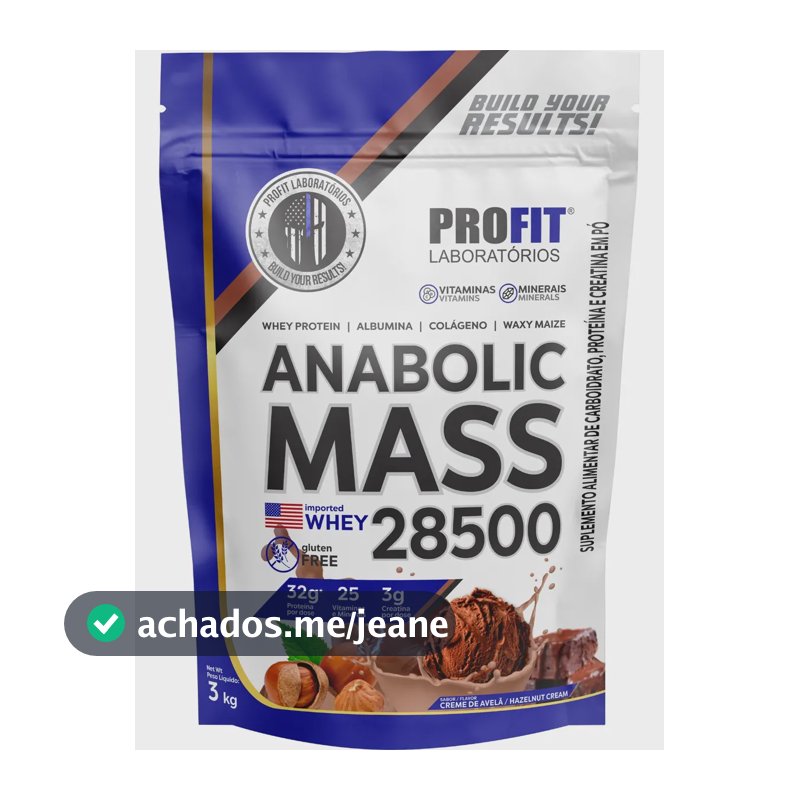 Anabolic Mass 28500 3kg Suplemento Profit Labs Sabor Creme De Avelã