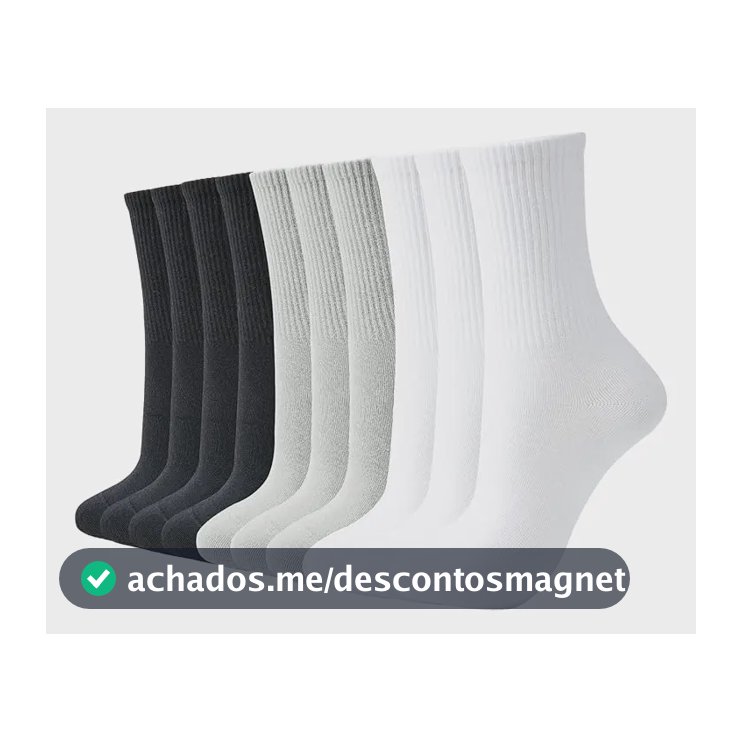 Kit 12 Pares Meia Cano Medio Academia Alto Longo Sport Cores Mista Masculina Liso 40-46 Cano Médio