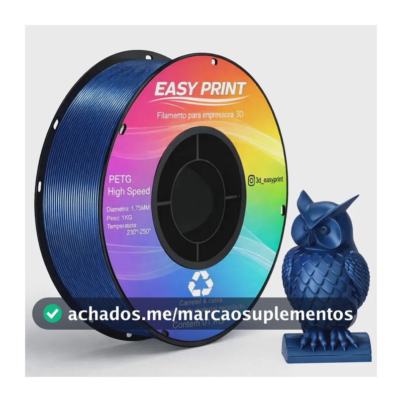 Filamento Petg Easy Print 3d Premium Impressão High Speed E High Fluid 1.75mm Para Impressora 3d Várias Cores Azul Metálico