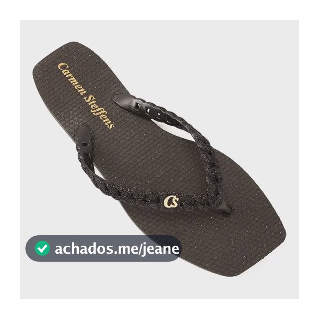 Chinelo Preto Com Corrente E Glitter Carmen Steffens