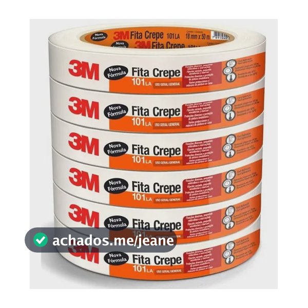 Kit 6 Fita Crepe 18mm X 50m 3M 101la Pintura