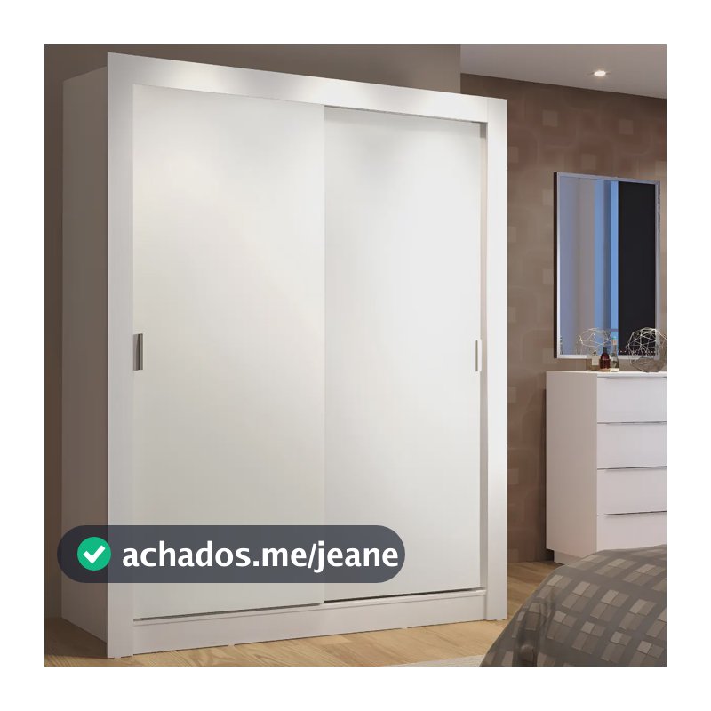 Guarda-roupa Solteiro Madesa Denver 2 Portas Correr Cor Branco 10946E