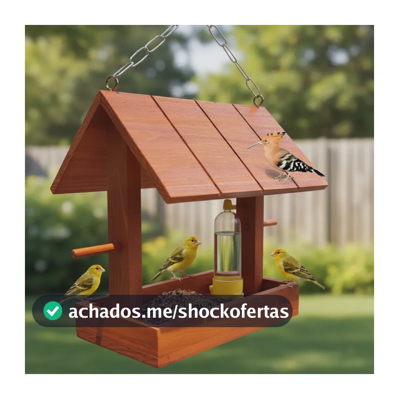 Comedouro Tratador Casinha E Bebedouro De Passarinho Livres Comedouro E Bebedouro Para Aves Silvestres Madeira Mogno