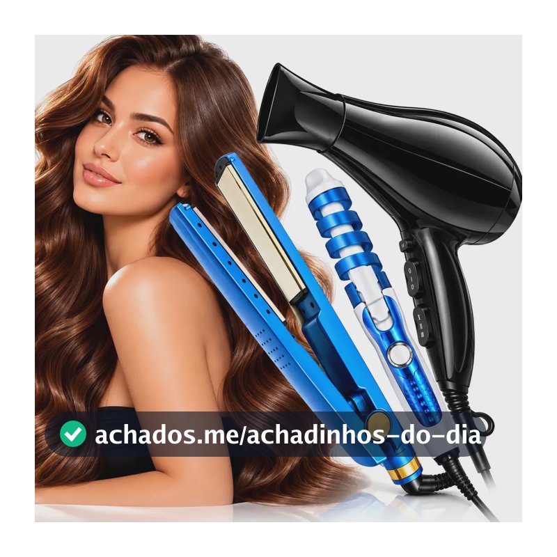 Kit Prancha Nano Titanium + Secador + Modelador De Cachos 110v