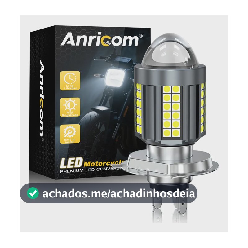 H4 Lâmpada Led Projetor Moto Farol Da 360° Motocicleta 6500k H4 Luz Branca + Luz Branca