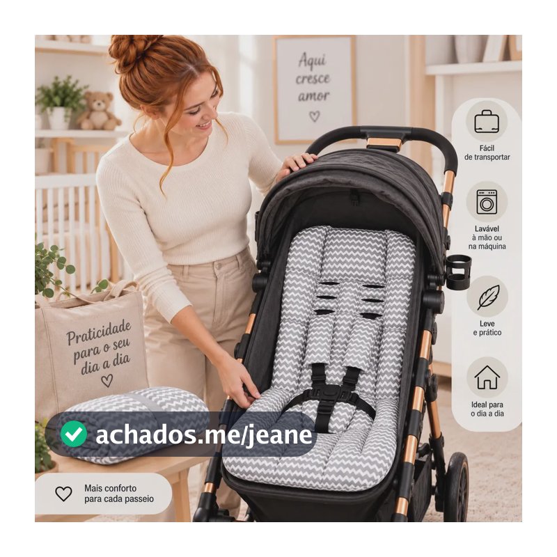 Colchonete Para Os Carrinho Almofadado Modelos Cor ZIG ZAG CINZA