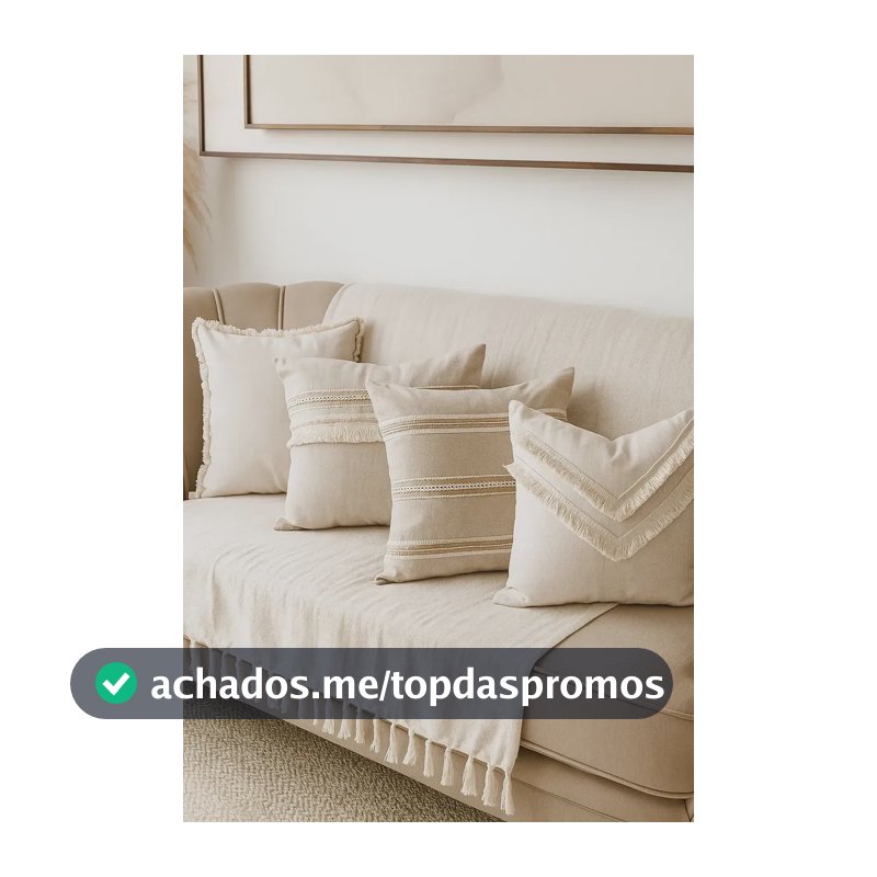 Kit 4 Capas De Almofadas  Estilo Boho Chic Moderna Luxo Cru Neutro Franjas Algodão