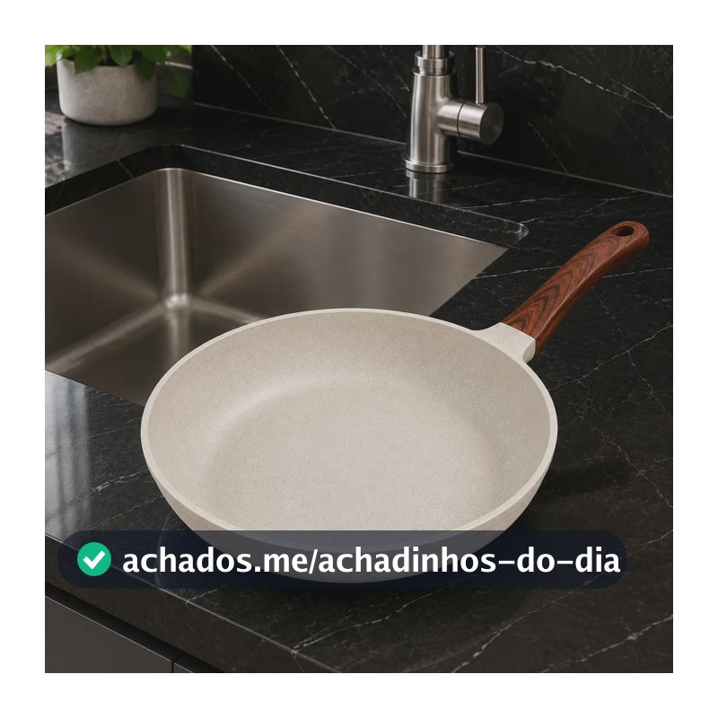 Frigideira Cerâmica Antiaderente 24cm Indução Cooktop Fogão a Gás Não Gruda Sem Óleo Cor Creme