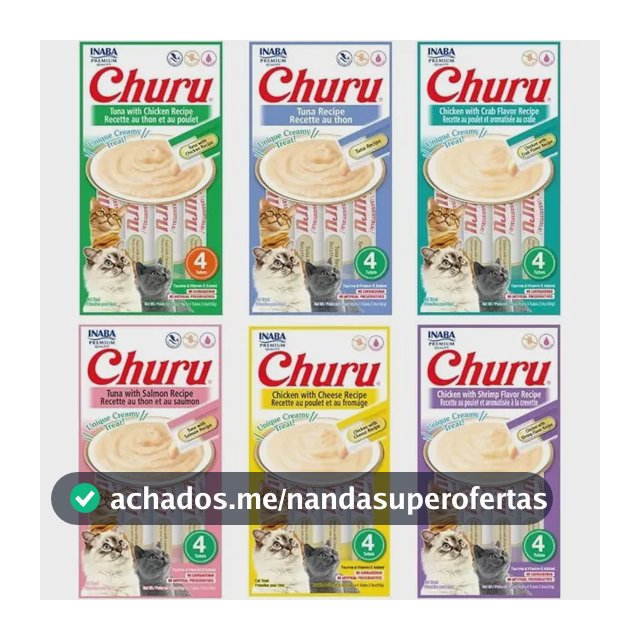 Petisco Para Gatos Kit 6 Unid Churu Sabores Variados 56g/cd