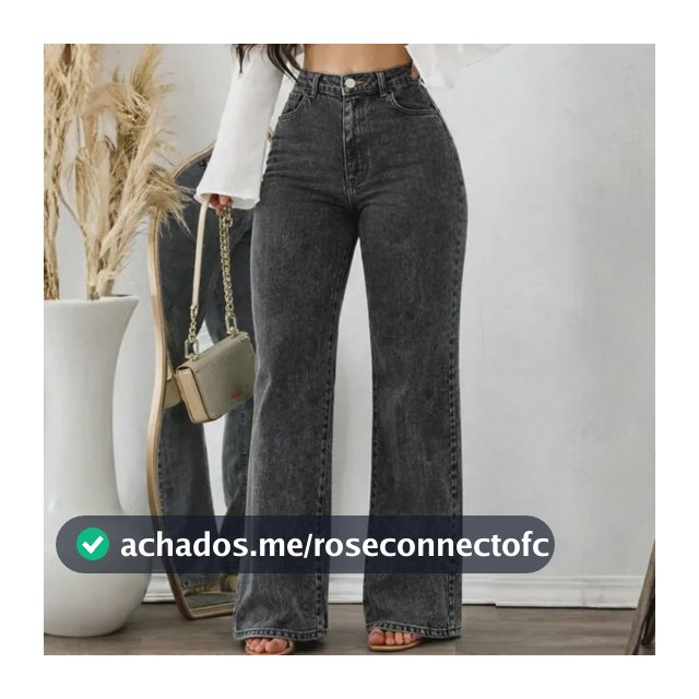 Calça Jeans Feminina Wide Leg Pantalona Cintura Alta Premium Preta Liso 46