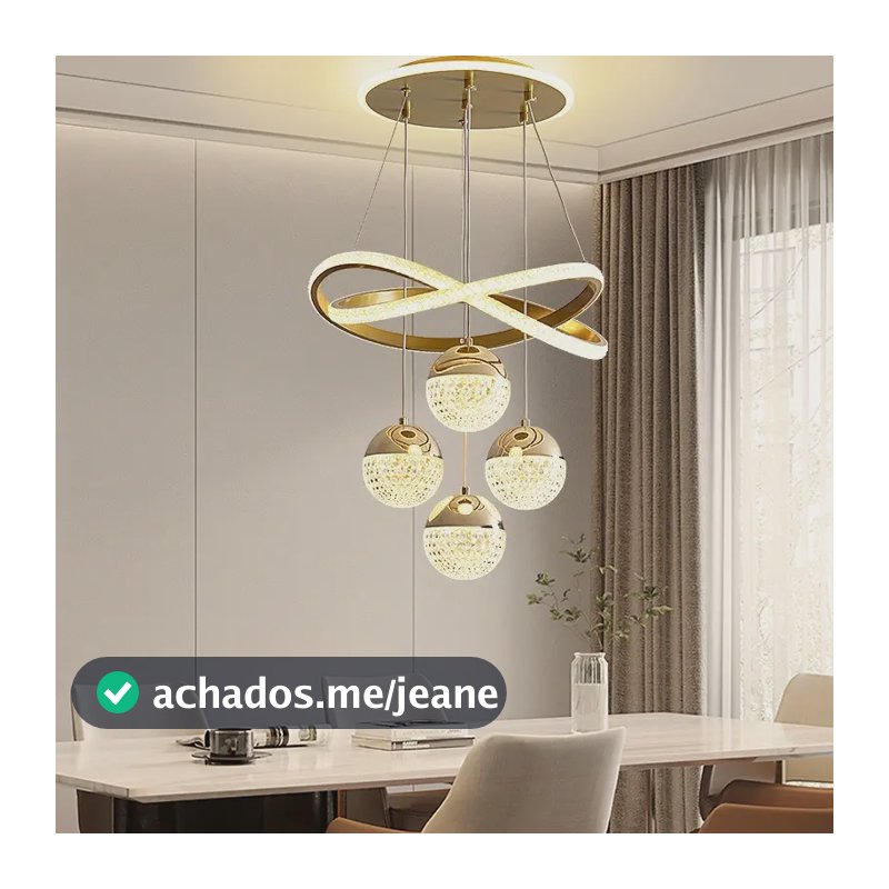 Lustre Teto Led Pendente Moderno Para Sala Quarto Cozinha 127/220v Dourado