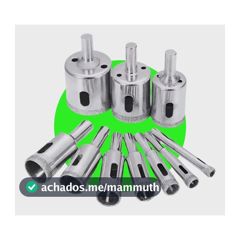 Jogo Serra Copo Diamantada Brocas Furo Vidro Cerâmica Porcelanato Granito Kit 8mm A 50mm Fortner