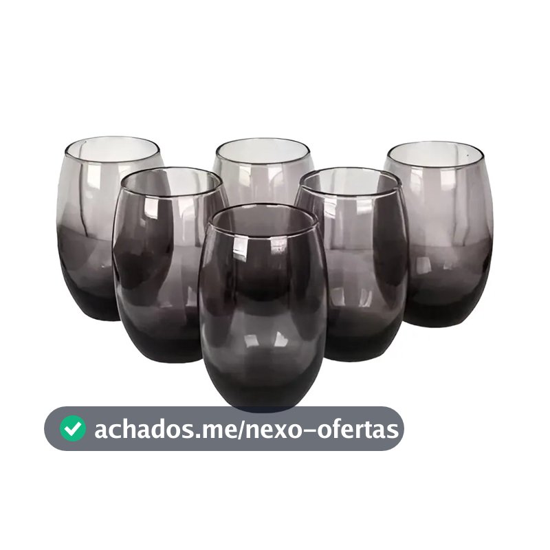 Jogo De Copos Aruba Long Drink 465ml Cinza 6 Peças Sm Fume