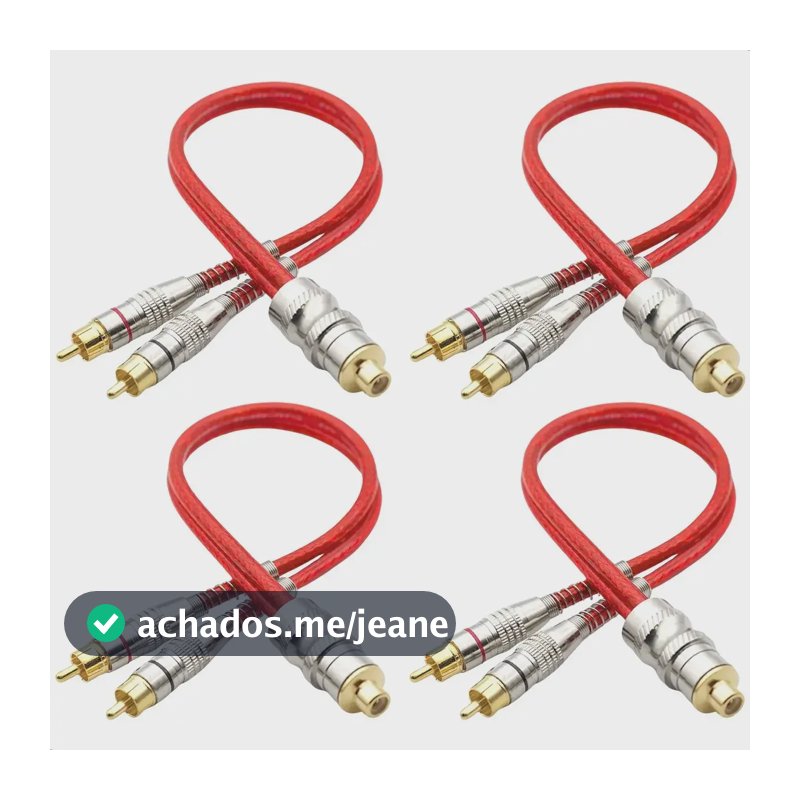 Kit 4 Cabos Rca Y 2 Macho + 1 Femea Blindado Conectores Ouro