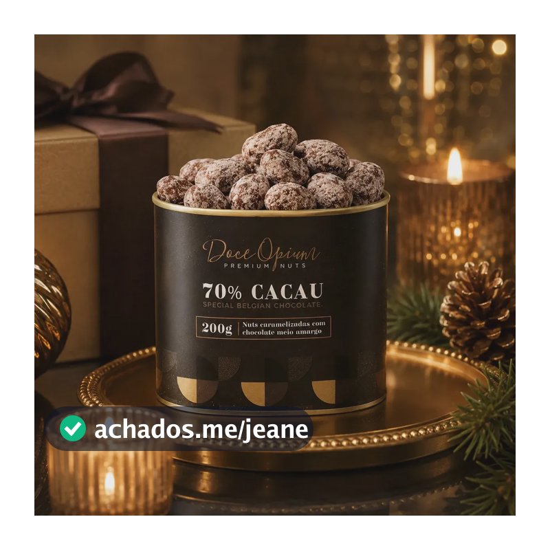 Mix Nuts Caramelizadas Com Chocolate Meio Amargo 70% Cacau Belgian Premium Especial Doce Opium Presente Natal Macadâmia Amêndoa Castanha de Caju