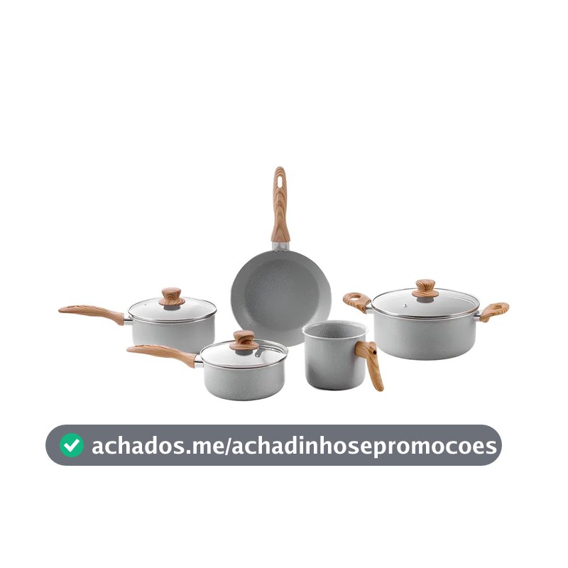 Conjunto De 5 Panelas Gris Brinox Ceramic Life Easy Cinza