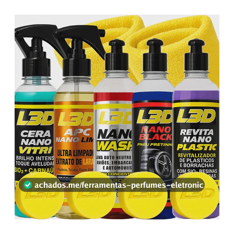 Kit Lavagem Automotiva Cera Shampoo Apc Pretinho Revitalizad