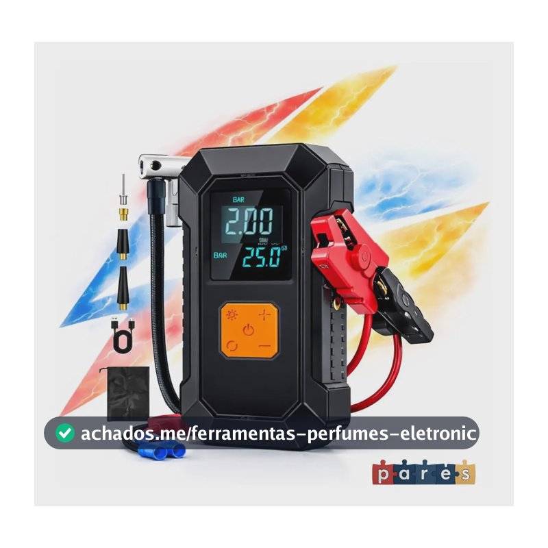 Auxiliar Partida Bateria Compressor Ar Inteligente Emergência Portátil Veicular Com Compressor De Ar, Pares Portátil Compressor Ar Veicular