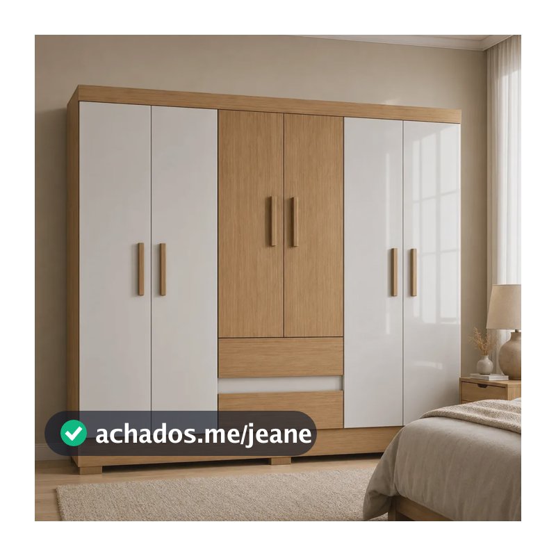 Cômoda Para Guarda Roupa Casal Coimbra 910 6 Portas 2 Gavetas Atacama Off White Moderno