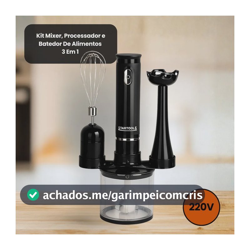 Kit Multiprocessador Batedeira Mixer Multifuncional 3 Em 1