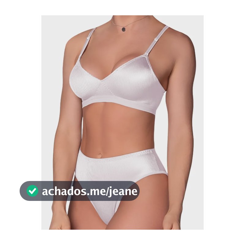 Conjunto Lingerie Selene Sutiã E Calcinha Sem Bojo Cós Alto Branco Forro Algodão Confortável M/46