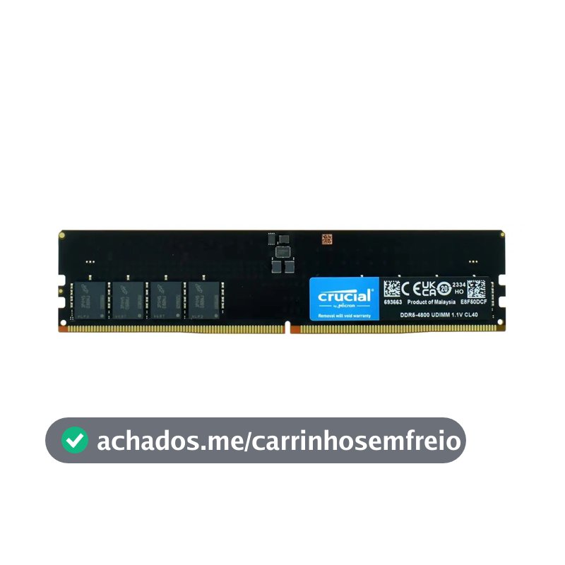 Memória Crucial Cb8gu4800 Udimm, Ddr5, 8gb, 4800mhz