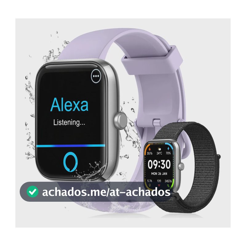 Relógio Inteligente Smartwatch Alexa Chamadas NOVANTE Masculino Feminino Esportivo IP68 Bluetooth Notificações Instantâneas Tela Hd 1.83 300mAh 10Dias Monitor Cardíaco Spo2 Sono Ecg Pagamento Offline